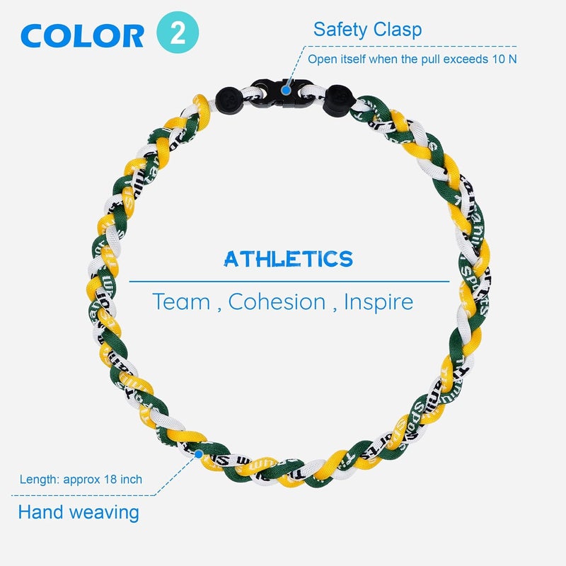 SUPBOMM 3 pcs Baseball Rope Necklaces, League Team Colors Braided Necklace, Baseball Team Gifts - Image 3